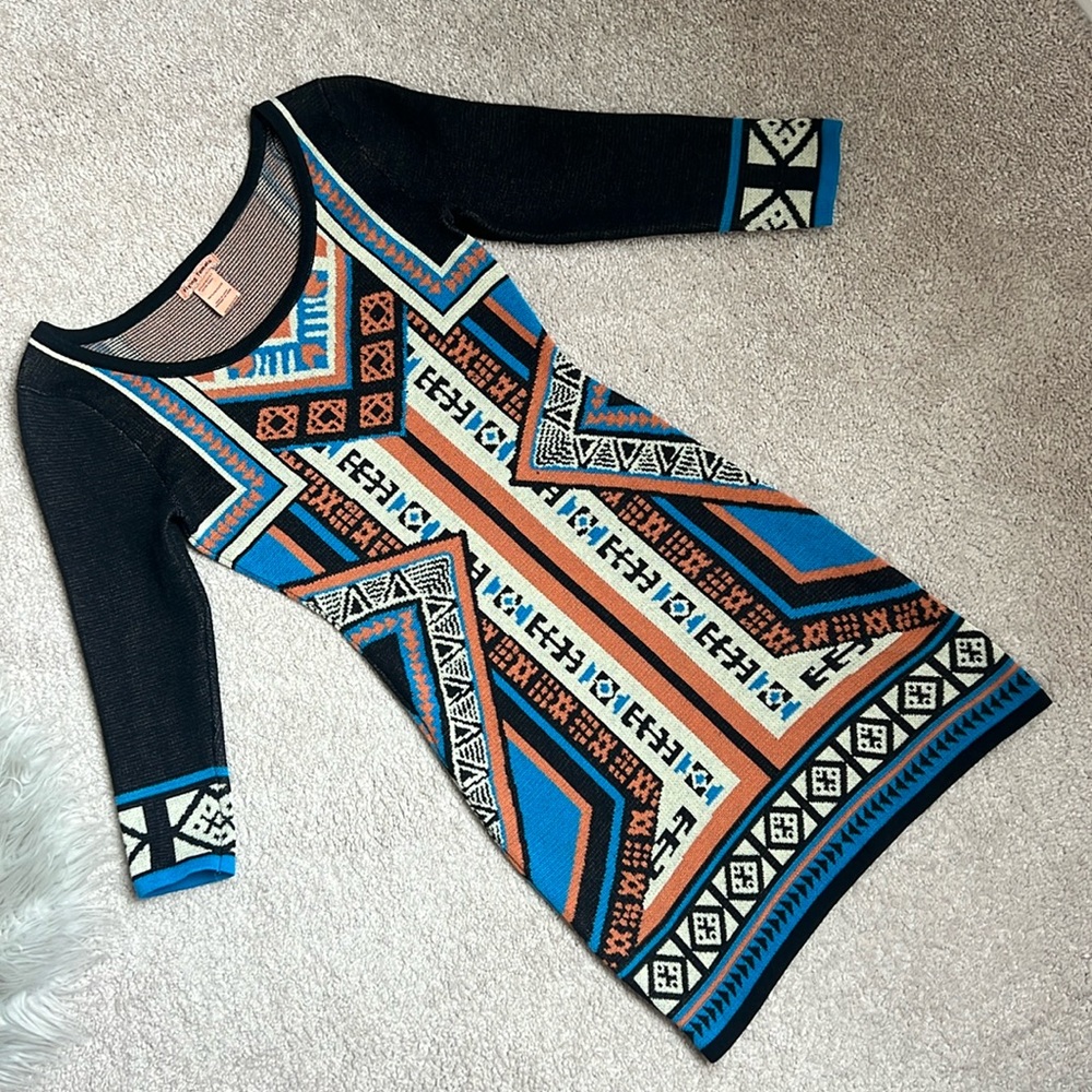 Aztec Tribal Print Sweater Dress